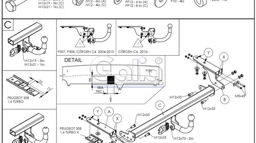 Carlig Remorcare Citroen C4 hatchback, coupe 2004-2010, Omologat RAR/EU, Garantie 60 Luni