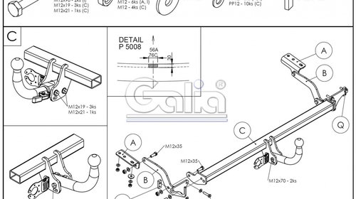 Carlig Remorcare Citroen C4 Picasso 2006-2012 (demontabil automat), Omologat RAR/EU, Garantie 60 Luni