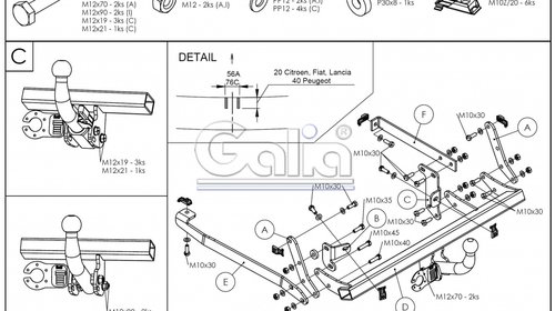 Carlig Remorcare Citroen EVASION 1994-2001, Omologat RAR/EU, Garantie 60 Luni