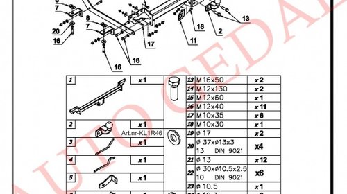 CARLIG REMORCARE CITROEN JUMPER L4 PLATFORMA 2006-prezent COD:R46S