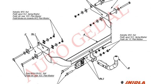 CARLIG REMORCARE FIAT FIORINO / QUBO 2008-prezent COD:F/027