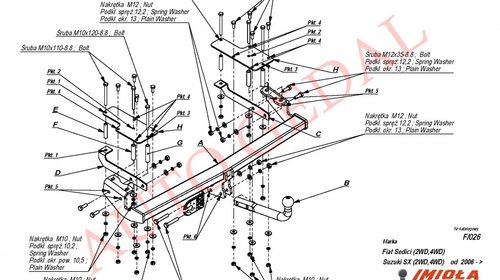 CARLIG REMORCARE FIAT SEDICI 4x4 / 2x4 2006-prezent COD:F/026