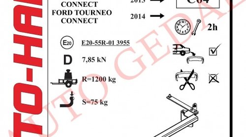 CARLIG REMORCARE FORD TOURENO CONNECT II 2013-prezent COD:C64S