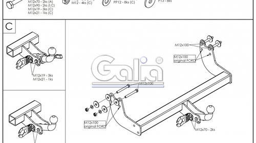 Carlig remorcare Ford Transit Custom 2012-