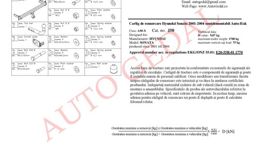 CARLIG REMORCARE HYUNDAI SONATA 2001-2004 COD:J50S