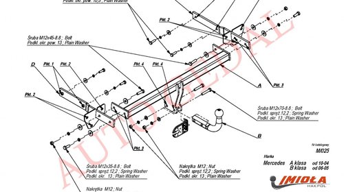 CARLIG REMORCARE MERCEDES A-CLASS W169 2004-2012