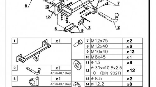 CARLIG REMORCARE MERCEDES GL-CLASS X164 2006-2012 COD:M/042