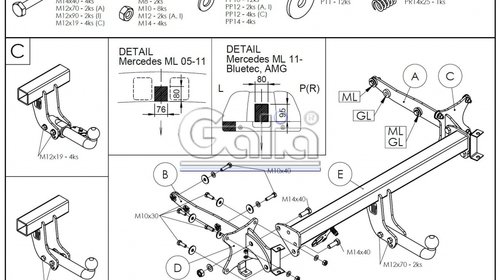 Carlig remorcare Mercedes ML 2005- ( demontabil automat )