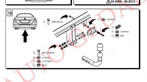 CARLIG REMORCARE MERCEDES S-CLASS W221 2005-2013 COD:D44S