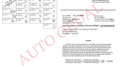 CARLIG REMORCARE RENAULT ESPACE 1996-2002 COD:G26S