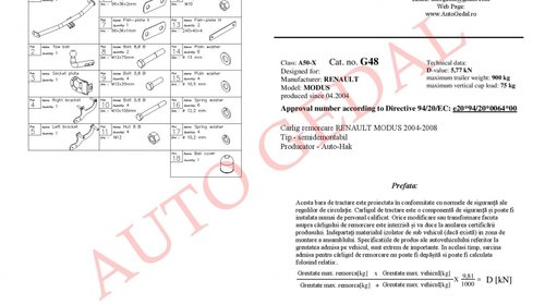CARLIG REMORCARE RENAULT MODUS (F/JP0) 2004-2008 COD:G48S