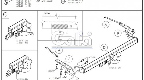 Carlig Remorcare Toyota Corolla htbk 2002-2007 ( demontabil)