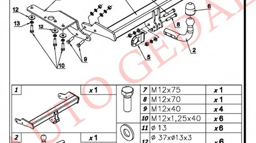 CARLIG REMORCARE TOYOYA AVENSIS COMBI 2009-prezent COD:T/037