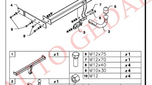 CARLIG REMORCARE VOLKSWAGEN SHARAN 2010-2012 COD:W/038.