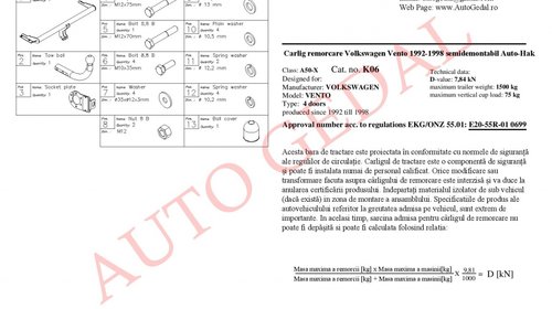 CARLIG REMORCARE VOLKSWAGEN VENTO 1992-1998 COD:K06S