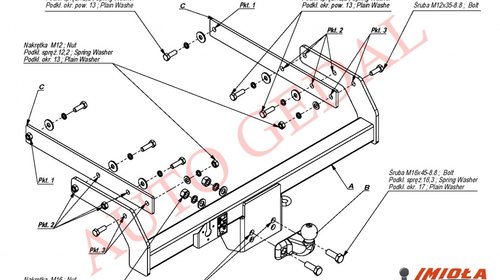 CARLIG REMORCARE VOLKSWAGENE TRANSPORTER PLATFORMA 2003-prezent COD:W/029