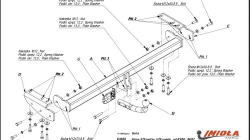 Carlig Remorcare VOLVO V70 2000-2007 (Hakpol)