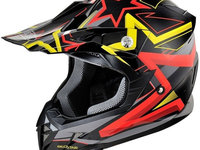 Casca Moto Atv Off-Road Integrala Hecht Stars Design, Material ABS, Multicolor Marime XL 61CM 55915XL