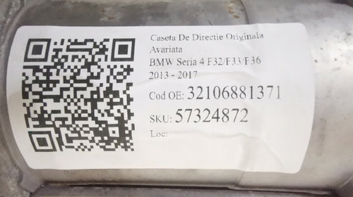 Caseta De Directie Originala Avariata BMW Seria 4 F32/F33/F36 2013 2014 2015 2016 2017 32106881371