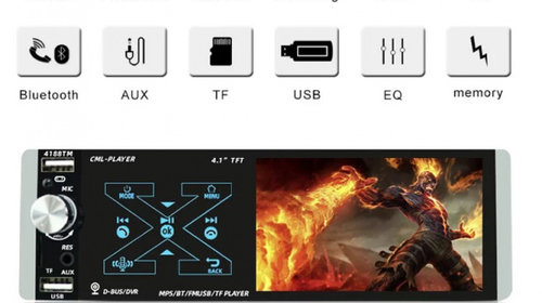 Casetofon Video 4,1” DVD Mp3 Auto Bluetooth 1Din USB nu Navigatie,Mirrorlink.
