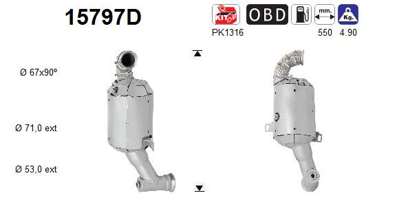 Catalizator AS 15797D model VAUXHALL COMBO Mk IV (E) Autoutilitara/limuzina spatioasa (K9) B 16 DTL (DV6FE) 1560cc 75cp 55kW 2018 2019 2020 2021 2022 2023