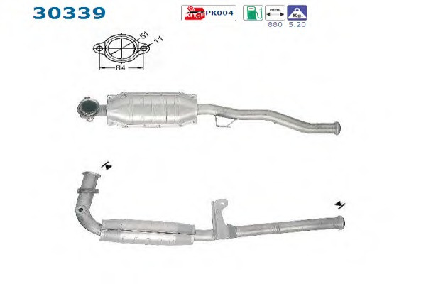 Catalizator # Renault Megane 1.6 i break [ka0/1] e [ka0f] benzina 90cp/66kw K7M 702; K7M 703 1999 2000 2001 2002 2003 # 30339 # AS