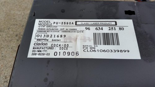 Cd changer Peugeot 407, 2006, cod 9663425180