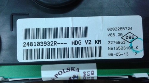 Ceas de bord Dacia Lodgy COD. 248103932R NR.2558
