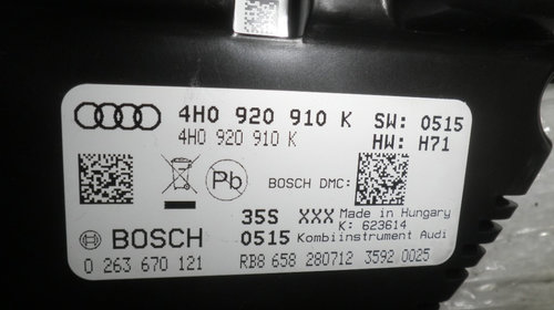 Ceasuri bord Audi A8 4H 2012 3.0 TDI 4H0920910K
