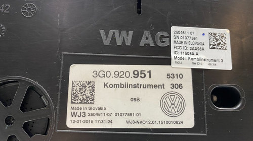 Ceasuri bord Volkswagen Passat B8 (3G5) Variant 2.0 TDI CRLB DSG 2015