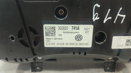 Ceasuri de bord 3G0920741A Volkswagen VW Passat B8 [2014 - 2020] 2.0 tdi CRLB