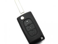 Citroen / Peugeot 307 - Carcasa tip cheie briceag 3 butoane, lama VA2-SH3, cu suport baterie, buton portbagaj