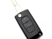 Citroen / Peugeot 406 - Carcasa tip cheie briceag cu 3 butoane, lama NE78-SH3 cu suport baterie si buton portbagaj CC097