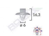 CLIPS FIXARE ELEMENTE EXTERIOARE PENTRU IVECO/OPEL/RENAULT 6X16.3 - GRI SET 10 BUC