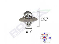 Clips Fixare Elemente Exterioare Pentru Iveco/Opel/Renault 7x16.7 - Gri Set 10 Buc Romix Cod:71187