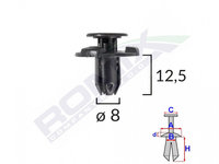 CLIPS FIXARE ELEMENTE EXTERIOR PENTRU NISSAN, SUBARU 8X12.5MM NEGRU SET 10BUC IS-62637