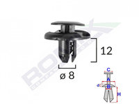 CLIPS FIXARE ELEMENTE ROATA PENTRU HONDA/MITSUBISHI 8X12MM - NEGRU SET 10 BUC