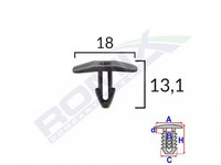 Clips garnitura pentru citroen fiat peugeot 18x13.1mm - negru set 10 buc 62202