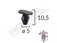 Clips Pentru Garnituri Peugeot, Citroen 5x10.5mm Negru Set 10 Buc Romix Cod:C60595