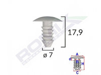 CLIPS TAPITERIE PENTRU FIAT 7X17.9MM - GRI SET 10 BUC