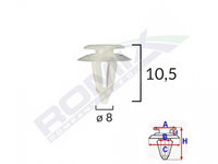 CLIPS TAPITERIE PENTRU FIAT/AUDI 8X10.5MM - ALB SET 10 BUC IS-62029