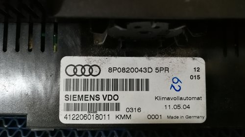 Comanda climatronic audi a3 model 2003-2008 cod: 8P0820043D