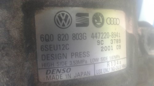 Compresor AC Volkswagen Polo 9N 1.2 12 valve cod motor AZQ