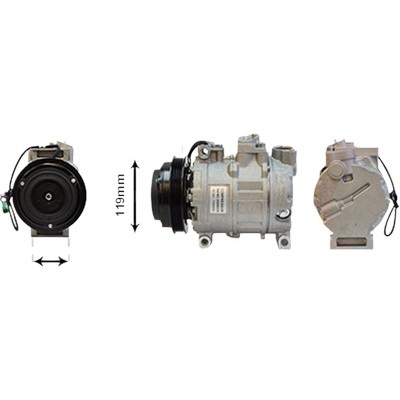 Compresor aer conditionat AUDI A4 8D2; B5 1994->2000, A8 4D2; 4D8 1994->2002, A6 C5 1997->2005 pentru 2.5 TDI quattro, perioada 1997 1998 1999 2000 2001 2002 2003 2004 2005 PIESA NOUA diametru admisie mm 28,0, Diametru evacuare mm 13,0, cod compresor