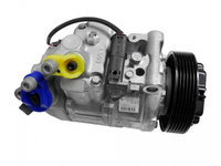 Compresor aer conditionat BMW Seria 1 E87/E88/E81/E82, 2004-2011, motorizare 2.0 d, diesel 116d, 118d, 120d, 123d, , rola curea 110 mm, 6 caneluri, de tip Denso: 6SEU14C