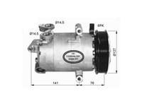 Compresor aer conditionat Citroen Jumper, 2006-2014, motorizare 2.2 HDI 74/88/96kw, diesel, rola curea 129 mm, 6 caneluri, Visteon tip: VS16