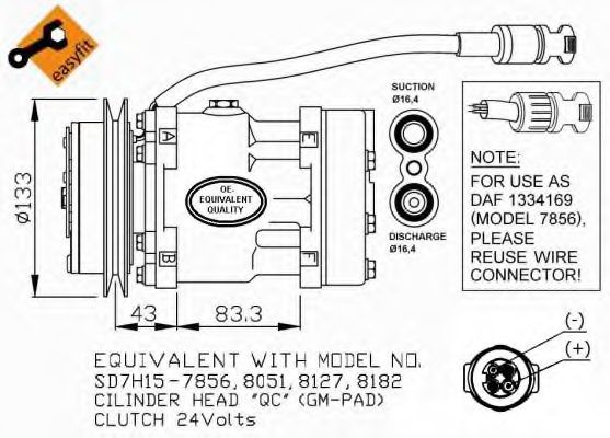 Compresor aer conditionat DAF 85 CF (1998 - 2000) 