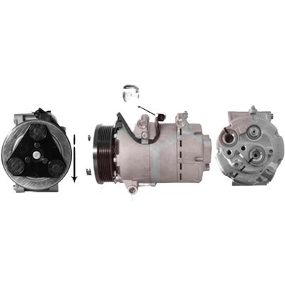 Compresor aer conditionat FORD C-MAX 1 2007->2010, FOCUS C-MAX 2003->2007, FOCUS 2 2004->2013 pentru 1.8 TDCi, perioada 2005 2006 2007 2008 2009 2010 2011 2012 PIESA NOUA diametru admisie mm 14,5, Diametru evacuare mm 14,5, diametru fulie mm 113, cod