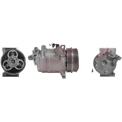 Compresor aer conditionat VOLVO C70 2 2006->2013, C30 2006->2012 pentru 2.4 i, perioada 2006 2007 2008 2009 2010 2011 2012 PIESA NOUA diametre mm 125 / 119, diametru admisie mm 14,6, Diametru evacuare mm 14,6, cod compresor DKS15D