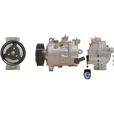 Compresor aer conditionat VW CADDY ALLTRACK 2015->, CADDY 4 2015->2020, GOLF 7 2012->2020, GOLF 7 Variant 2013->2019 pentru 1.4 TGI CNG, perioada 2013 2014 2015 2016 2017 2018 2019 2020 PIESA NOUA diametru fulie mm 110, cod compresor PXE14